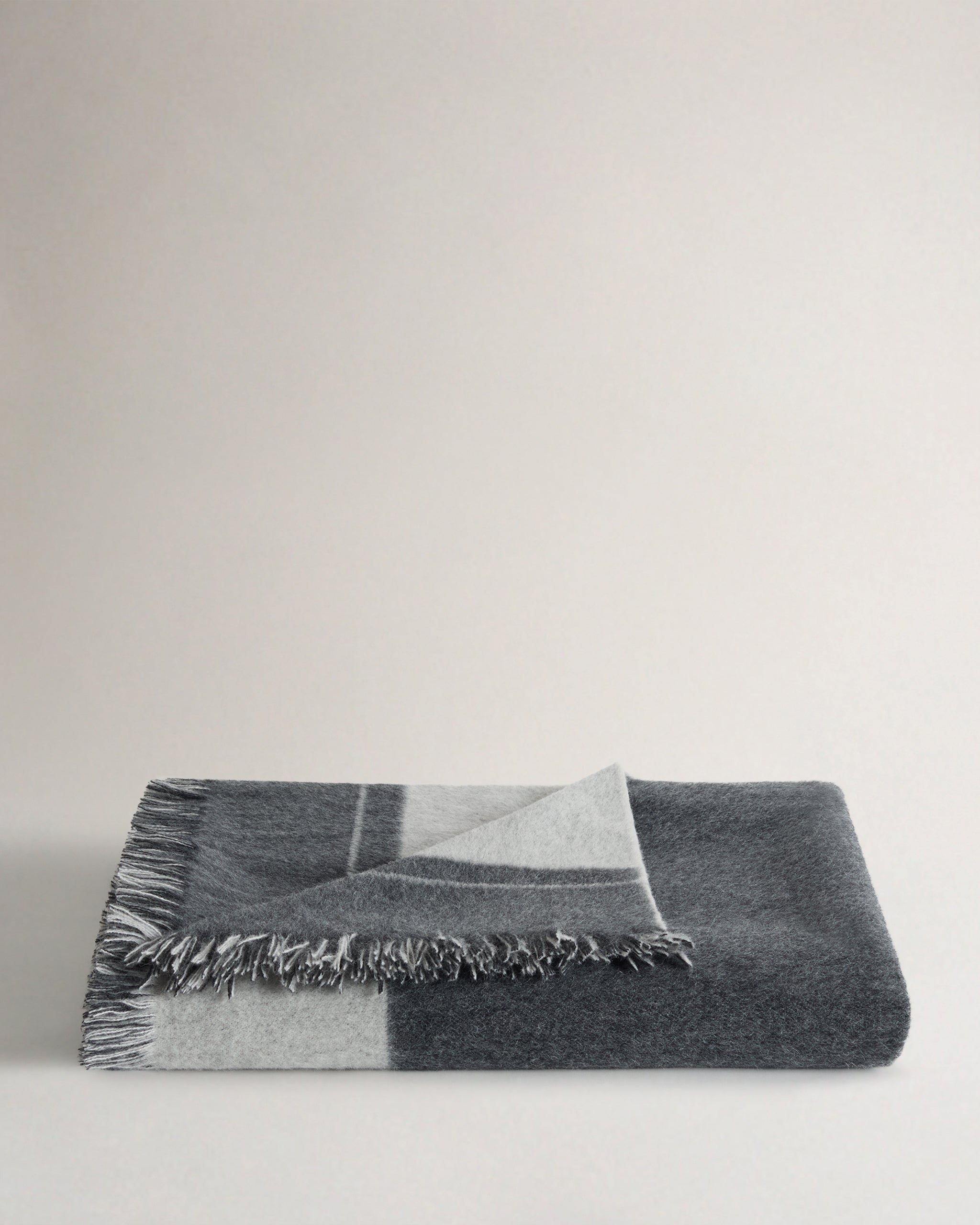 Image 1 of 4 showing Large Peruvian Alpaca Double Faced Throw - Ecru Graphite