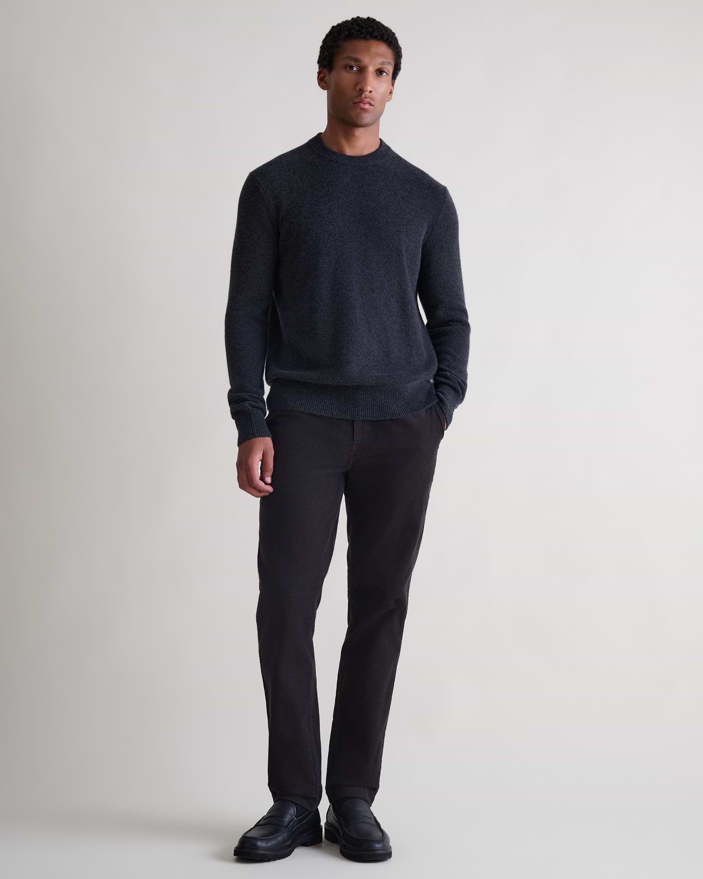 Men's Corduroy Straight Leg Trouser - Charcoal