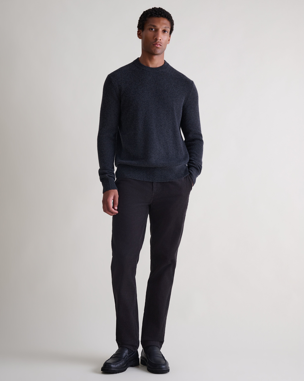 Men's Corduroy Straight Leg Trouser - Charcoal