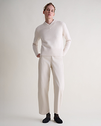 Women's Wool V-neck Jumper - Buttermilk