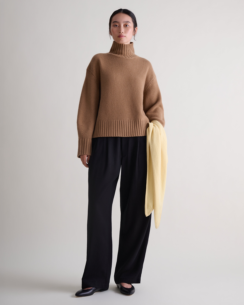Women's Finest Cashmere High Neck Jumper - Deep Camel