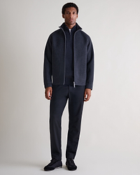 Men's Cashmere Wool Double Faced Bomber Jacket - Charcoal