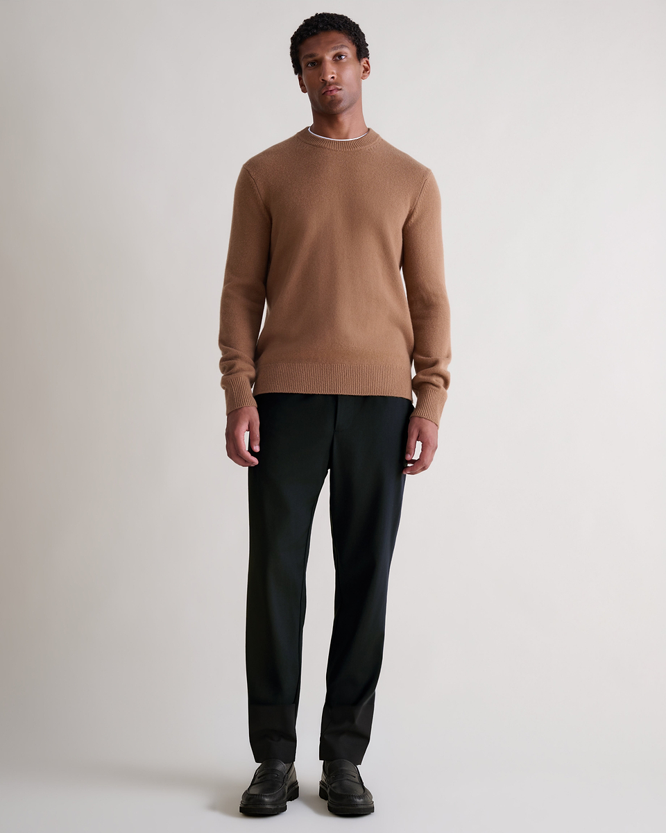 Men's Finest Cashmere Mid-Weight Crew Neck Jumper - Deep Camel