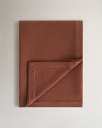 Image 1 of 5 showing Organic Cotton Herringbone Bedspread - Cinnamon
