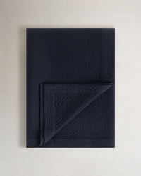 Image 1 of 5 showing Organic Cotton Herringbone Bedspread - Indigo