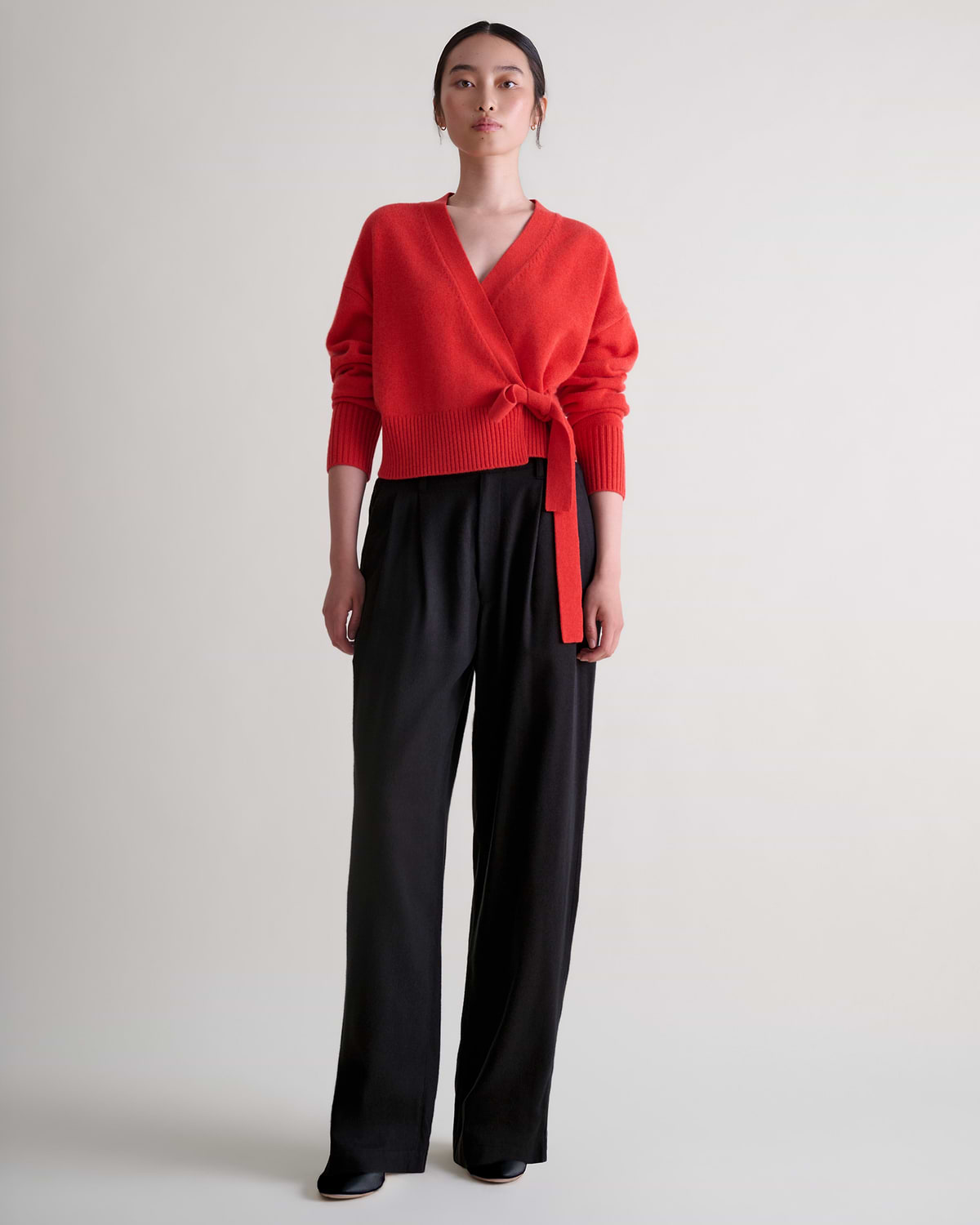 Women's Cashmere Merino Wrap Jumper - Poppy