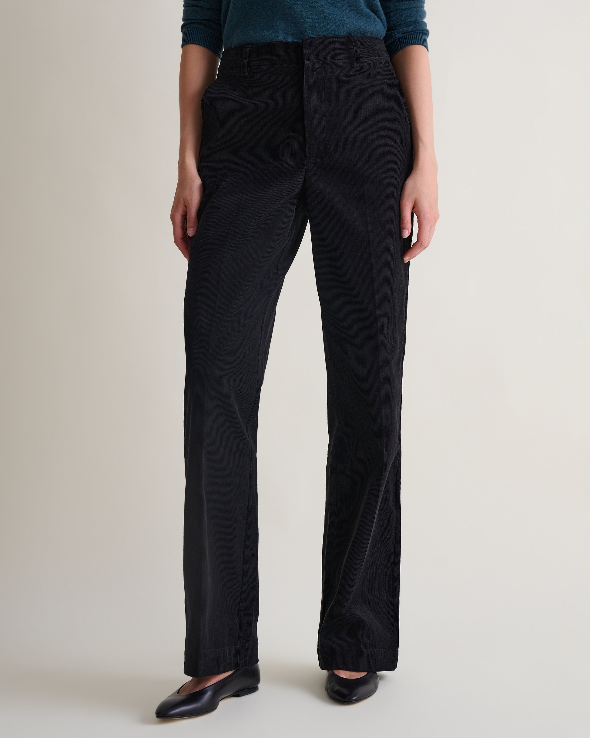 Women's Corduroy Wide Leg Trouser - Black