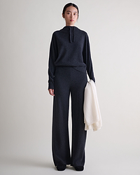 Women's Finest Cashmere Wide-Leg Trousers - Charcoal