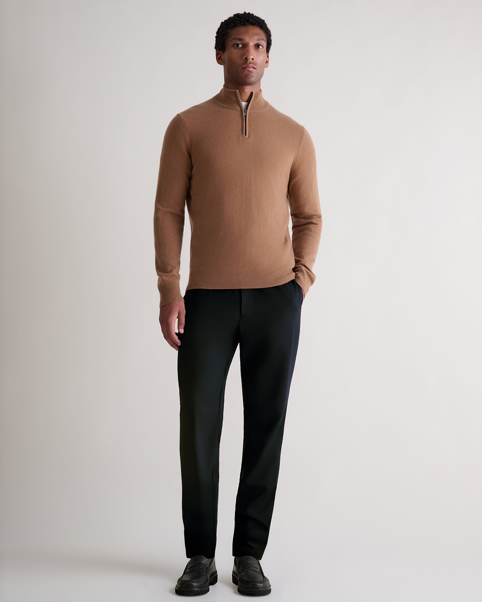 Men's Finest Cashmere 1/4 Zip Jumper - Deep Camel