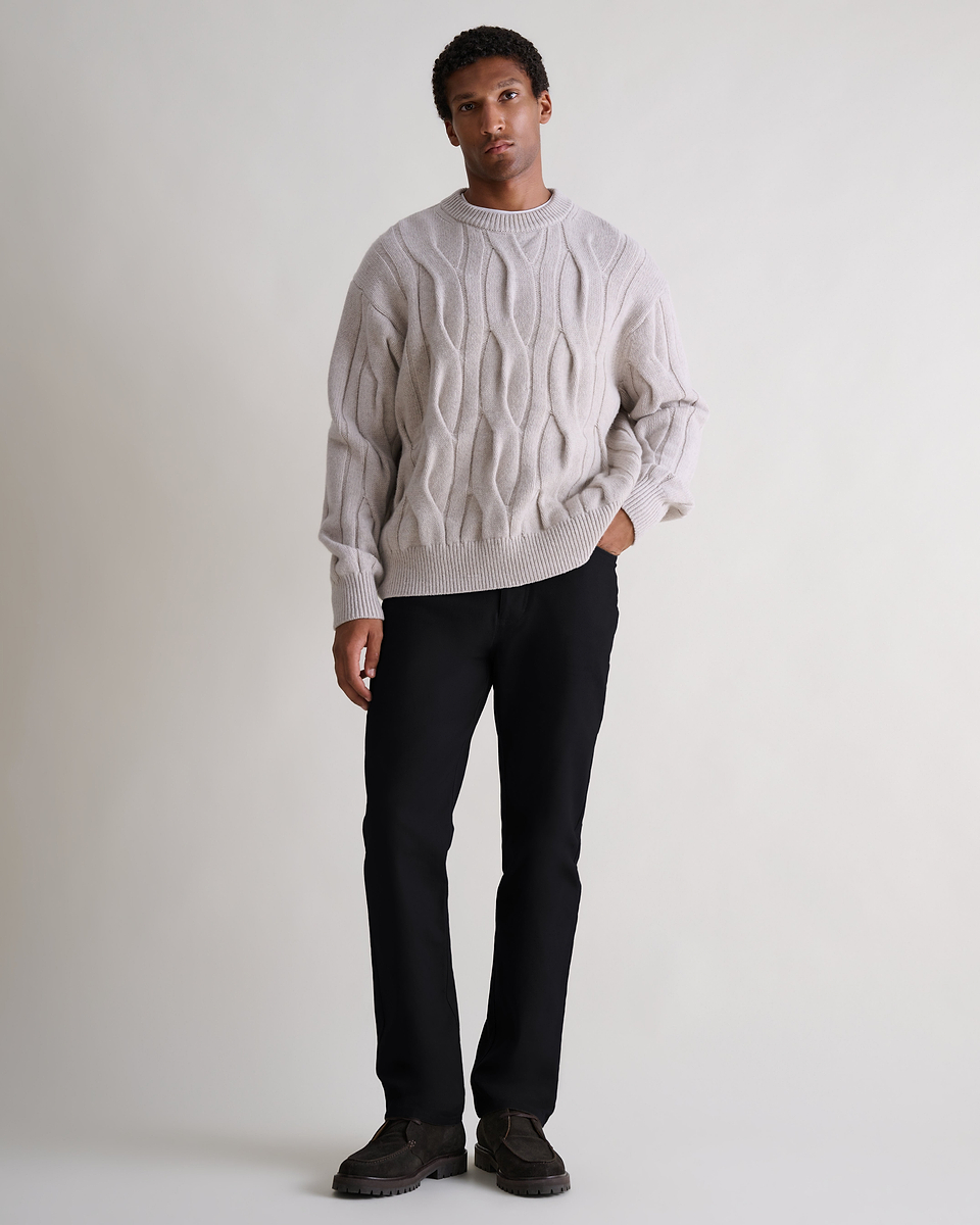 Lambswool Cable Knit Crew Neck Jumper - Bone