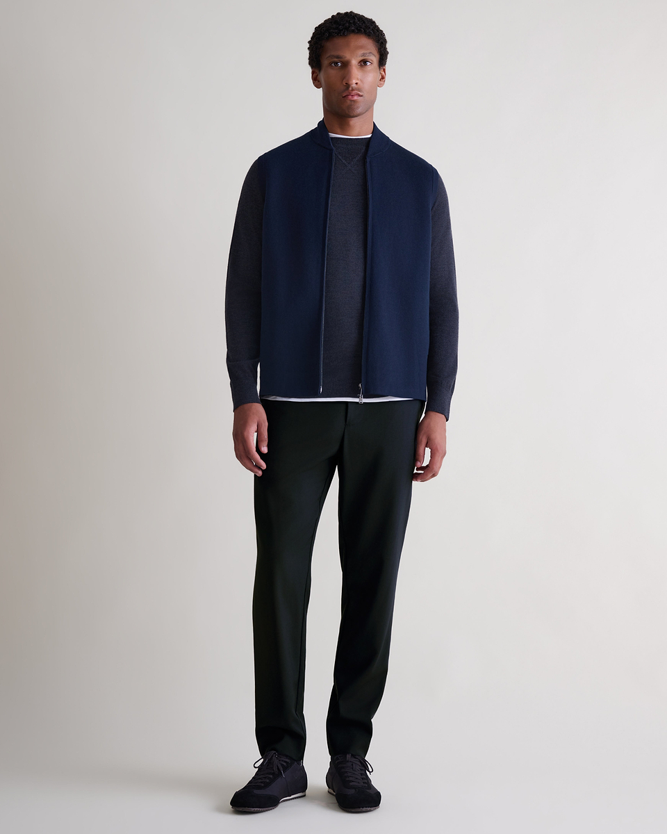 Men's Merino Cotton Zip Gilet - Mood Indigo