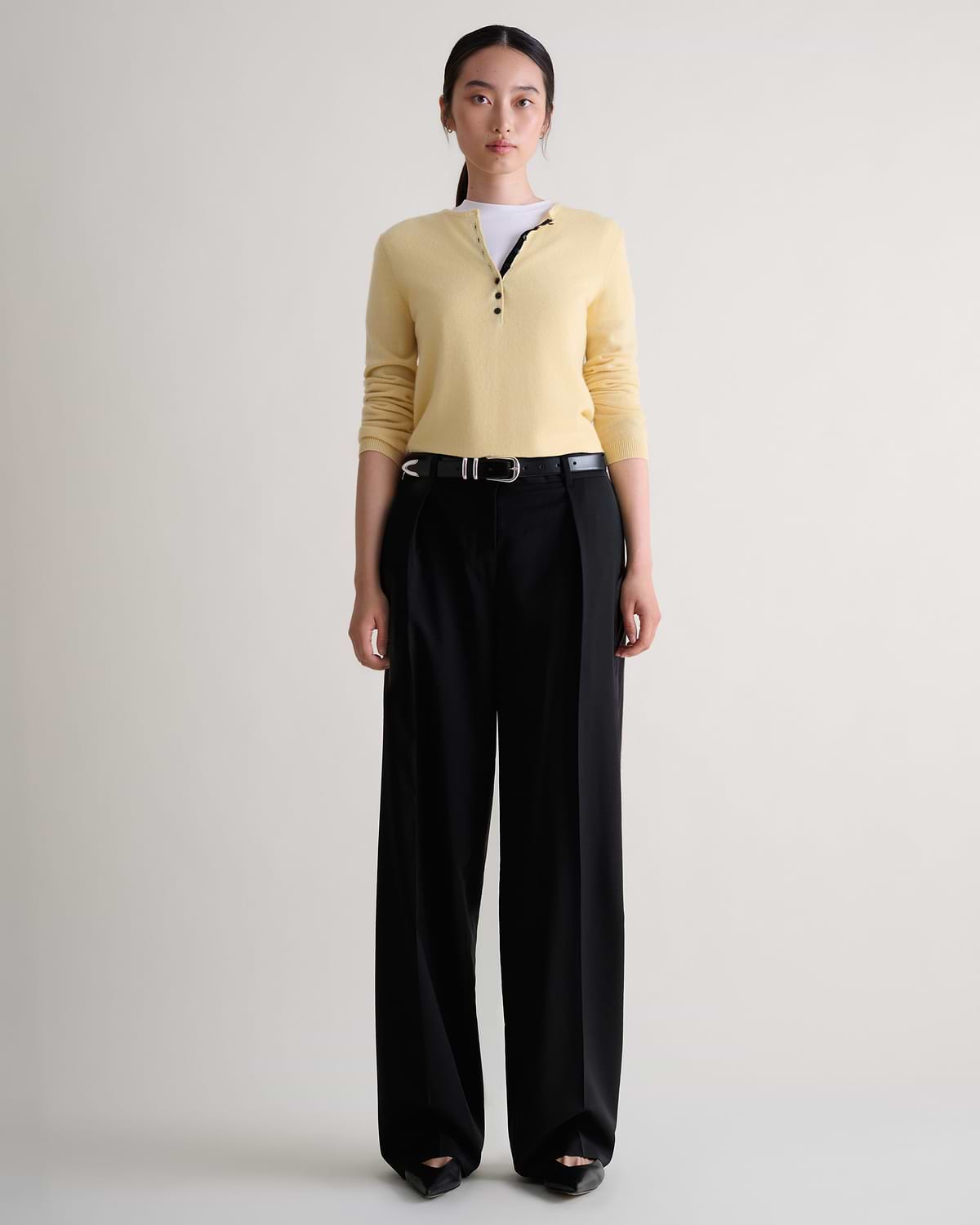 Women's Cashmere Merino Henley Jumper - Citrine