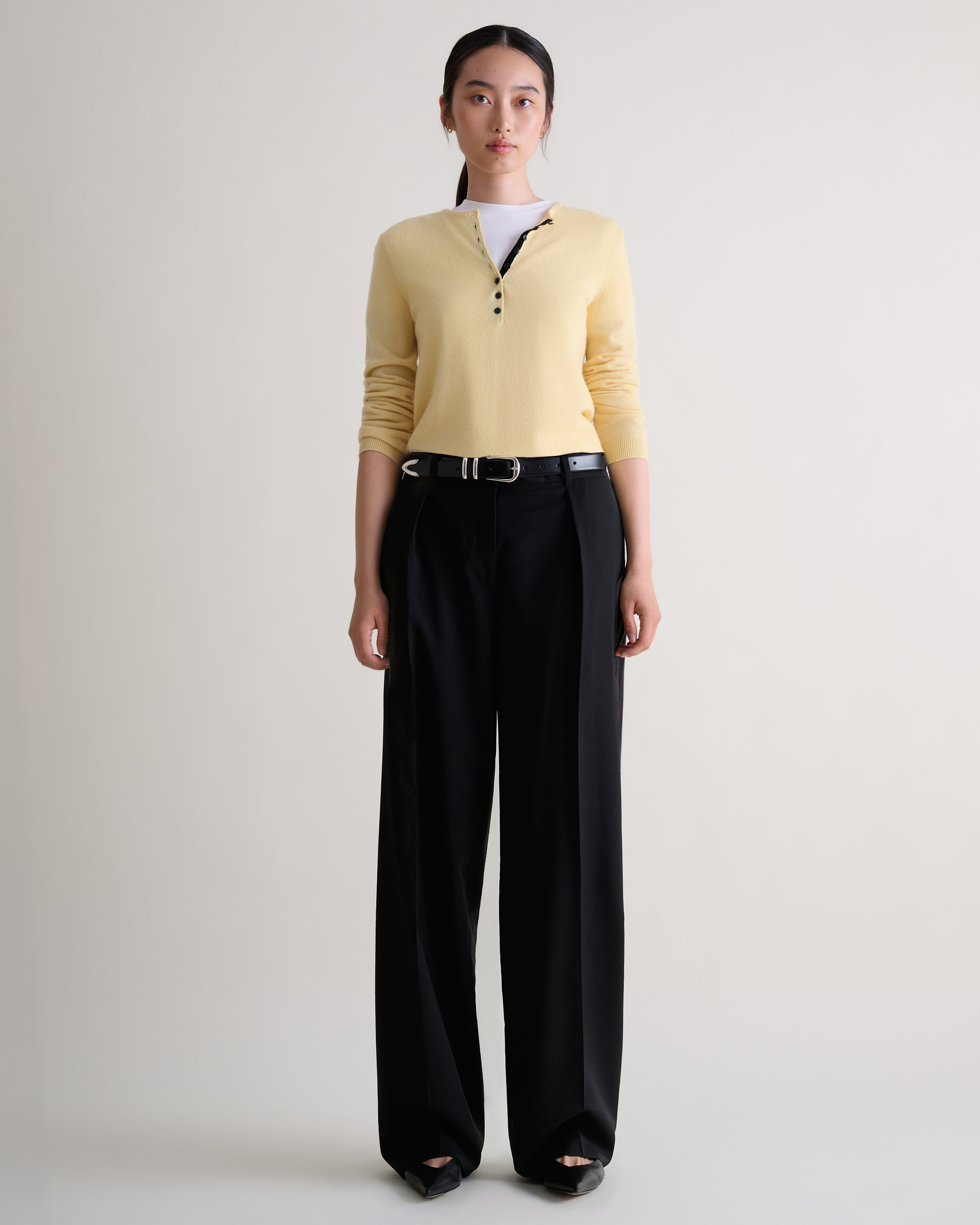 Women's Cashmere Merino Henley Jumper - Citrine