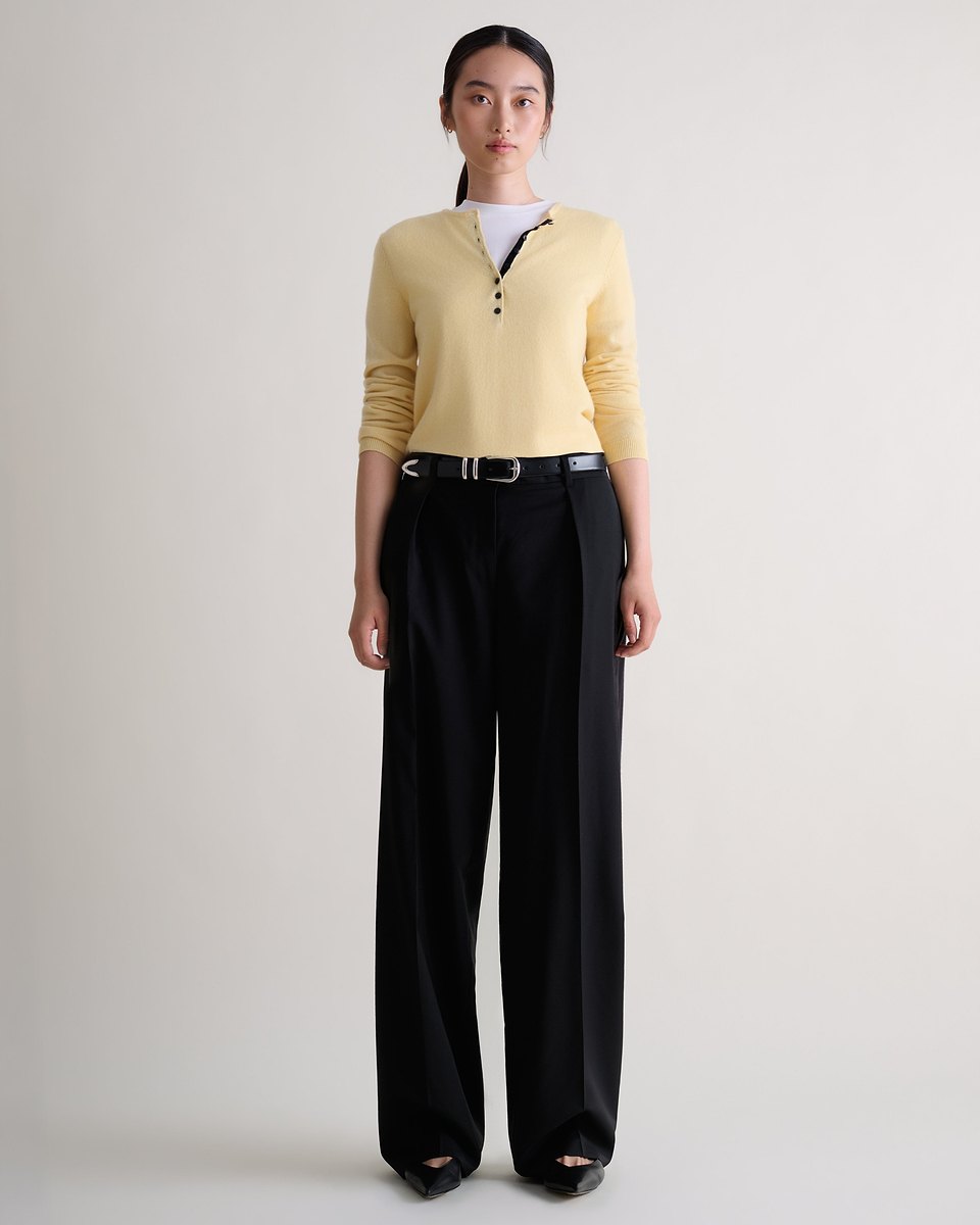 Women's Cashmere Merino Henley Jumper - Citrine