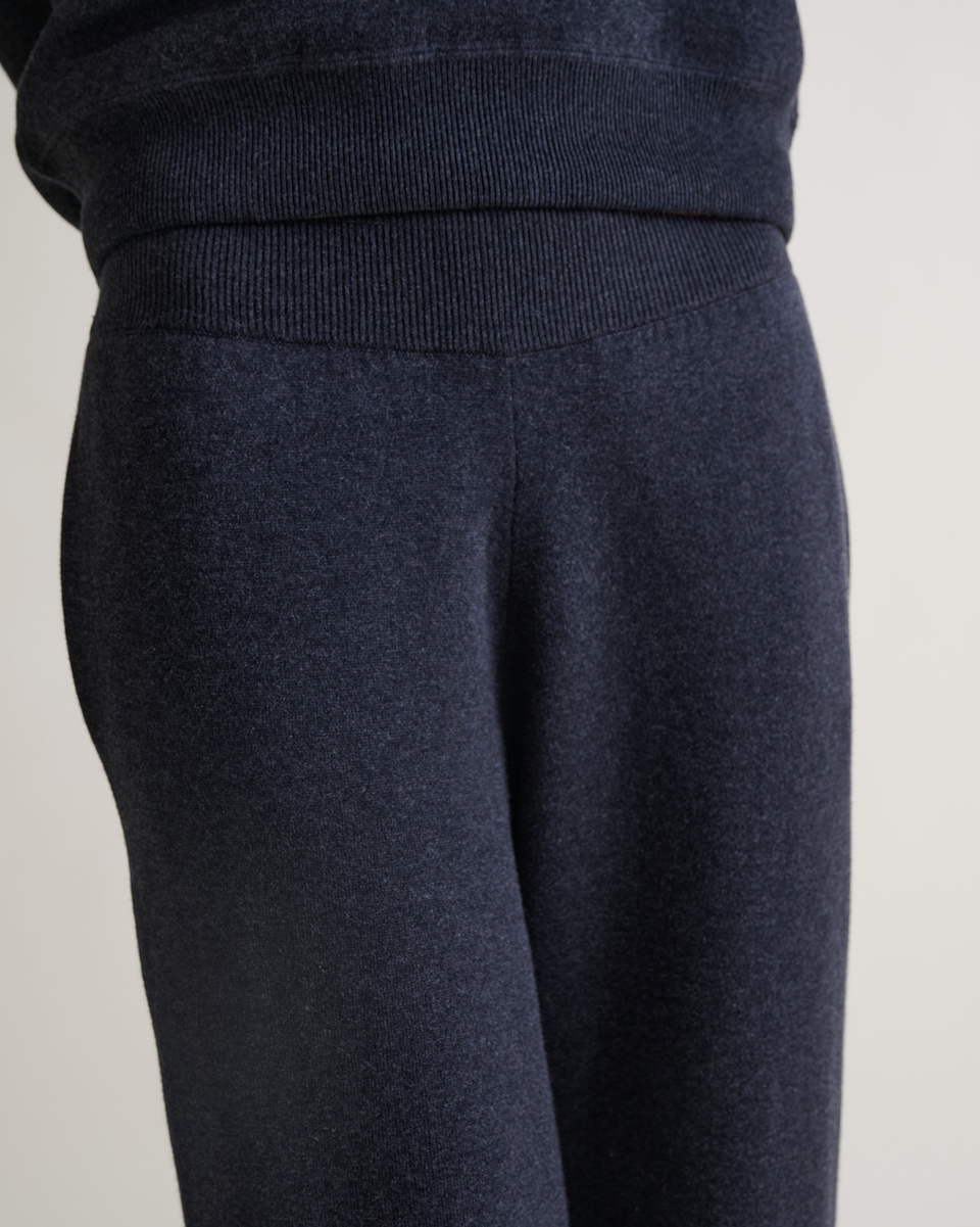 Women's Merino Cotton Tapered Knit Trouser - Graphite/Mid Grey