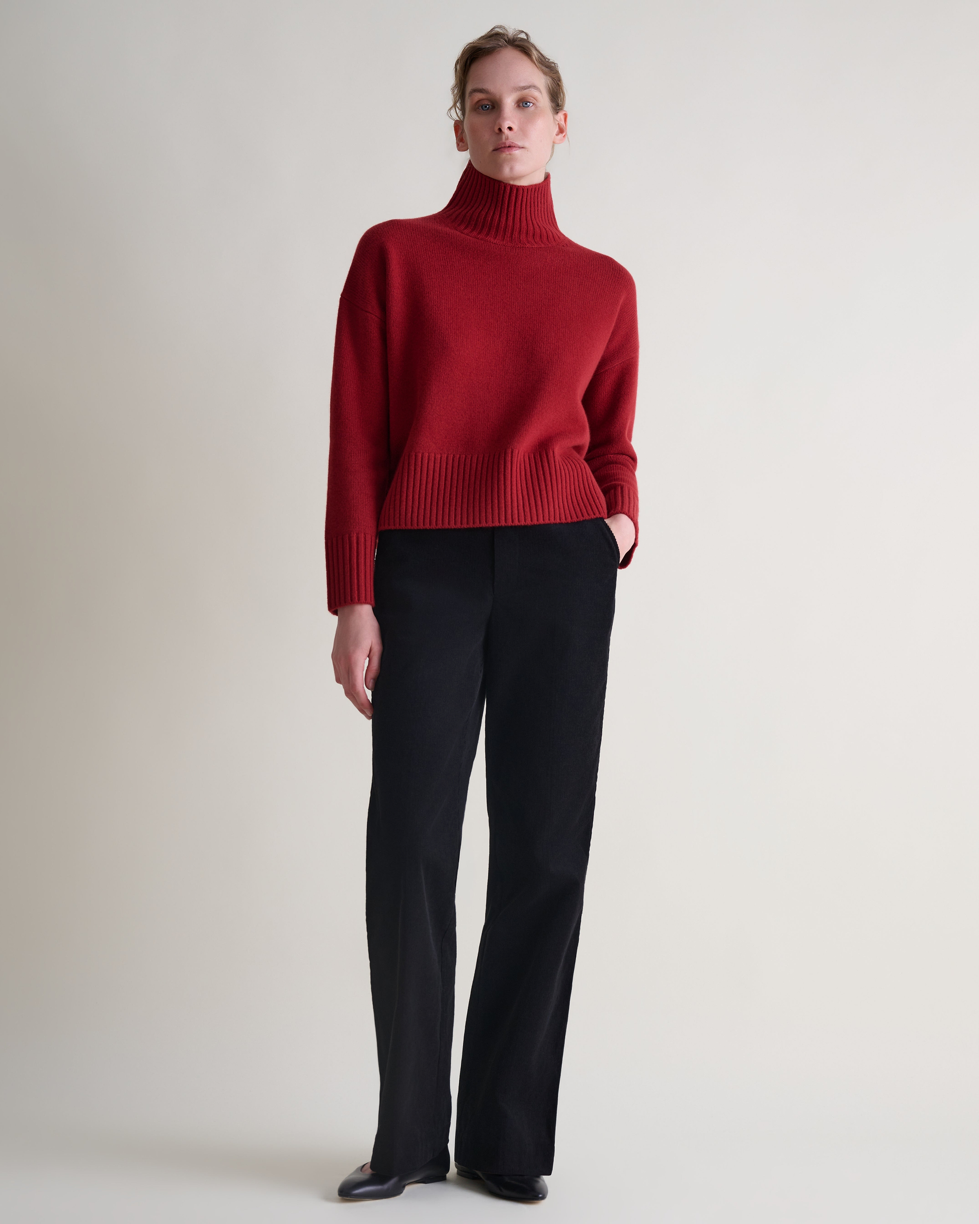 Women's Wool High Neck Jumper - Russet