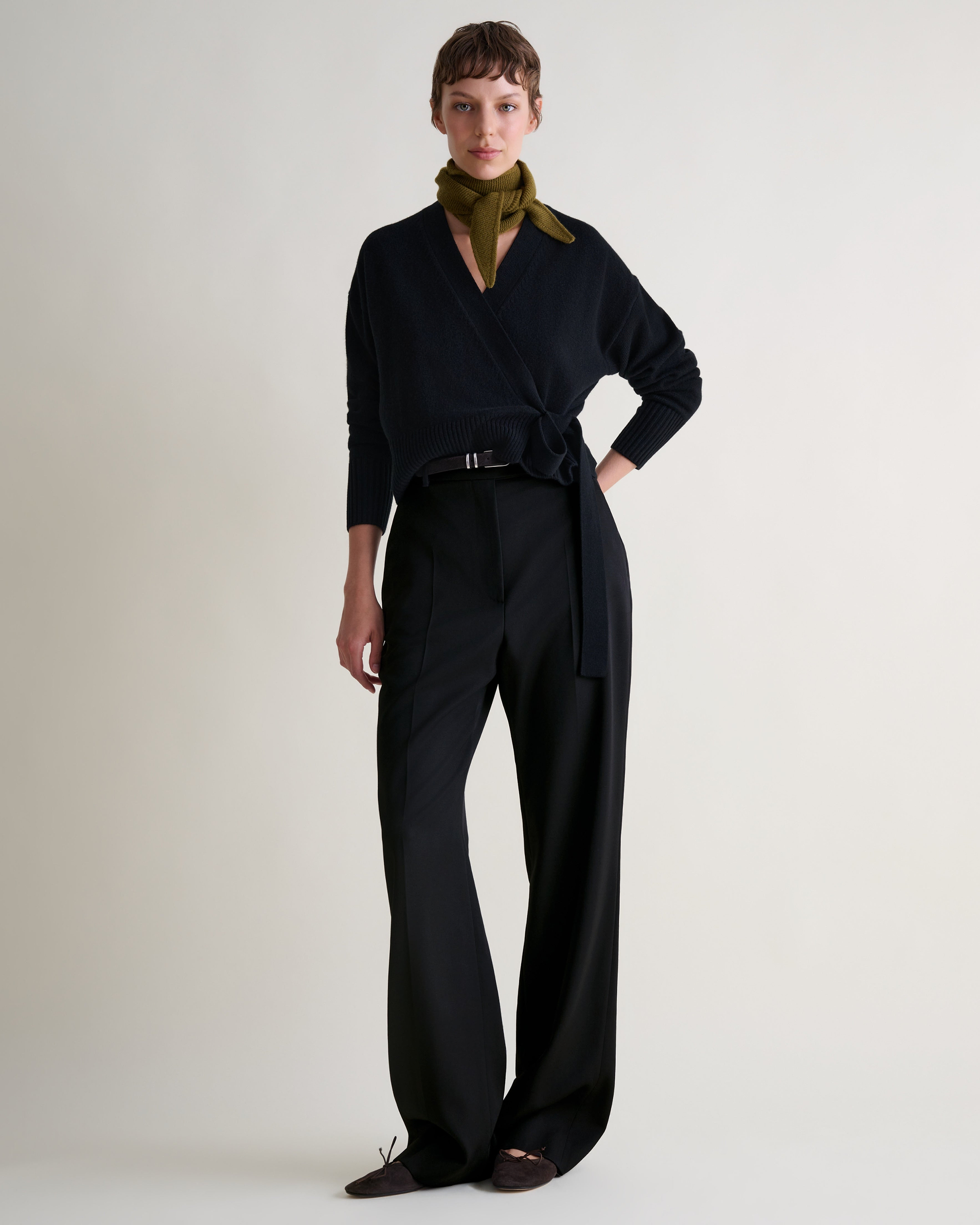 Women's Cashmere Merino Wrap Jumper - Black