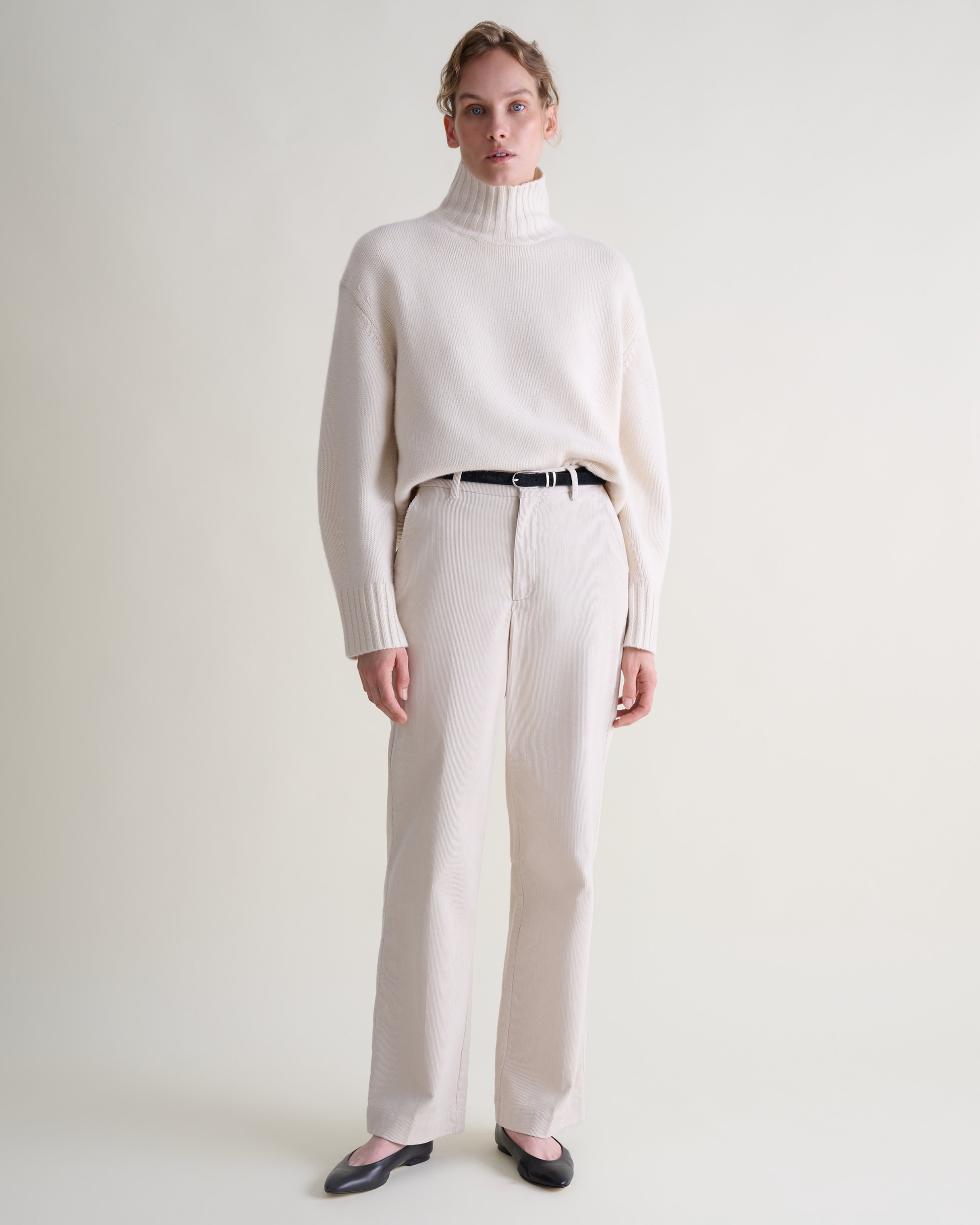 Women's Corduroy Wide Leg Trouser - Bone