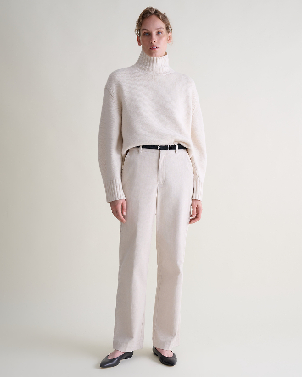Women's Corduroy Wide Leg Trouser - Bone