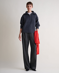 Women's Wool 1/4 Zip Jumper - Charcoal