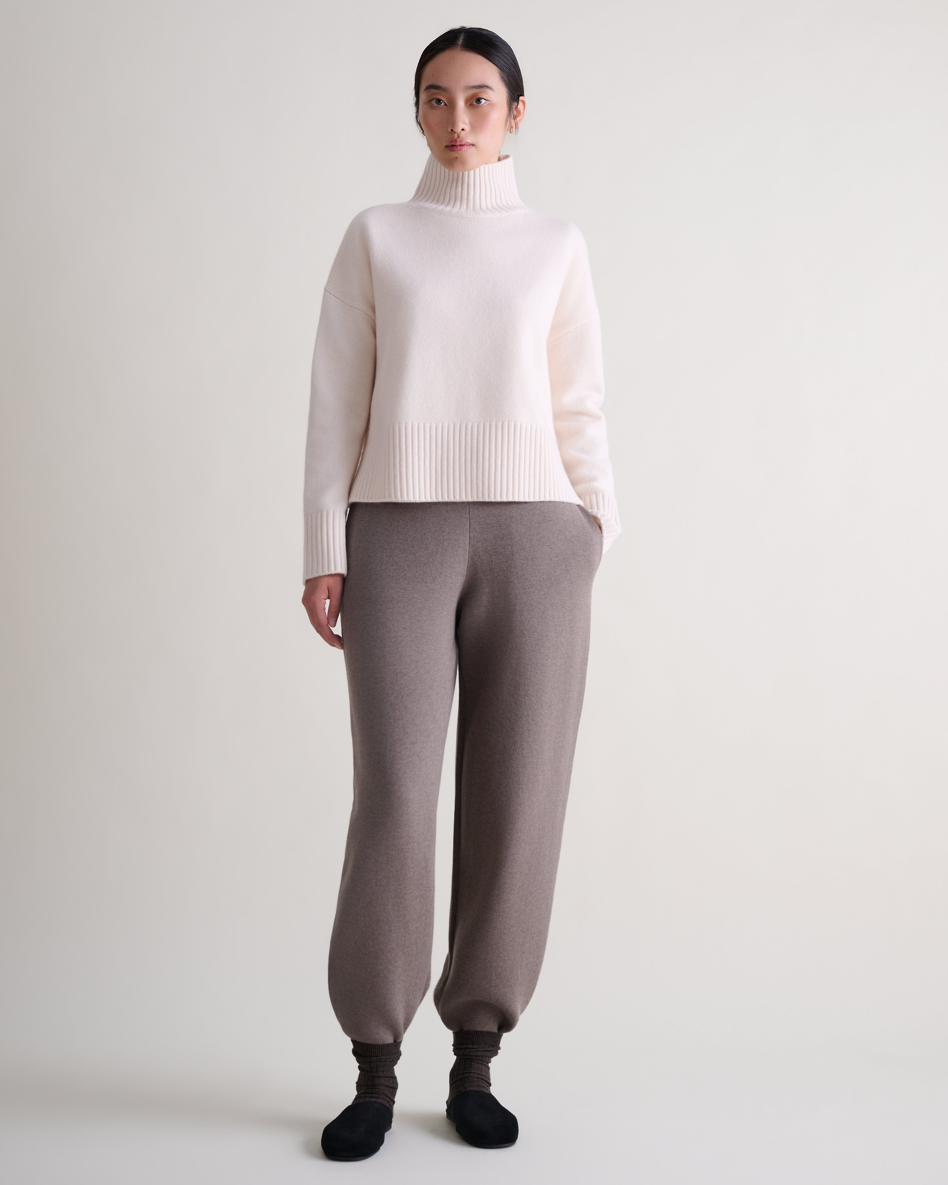 Women's Wool High Neck Jumper - Buttermilk