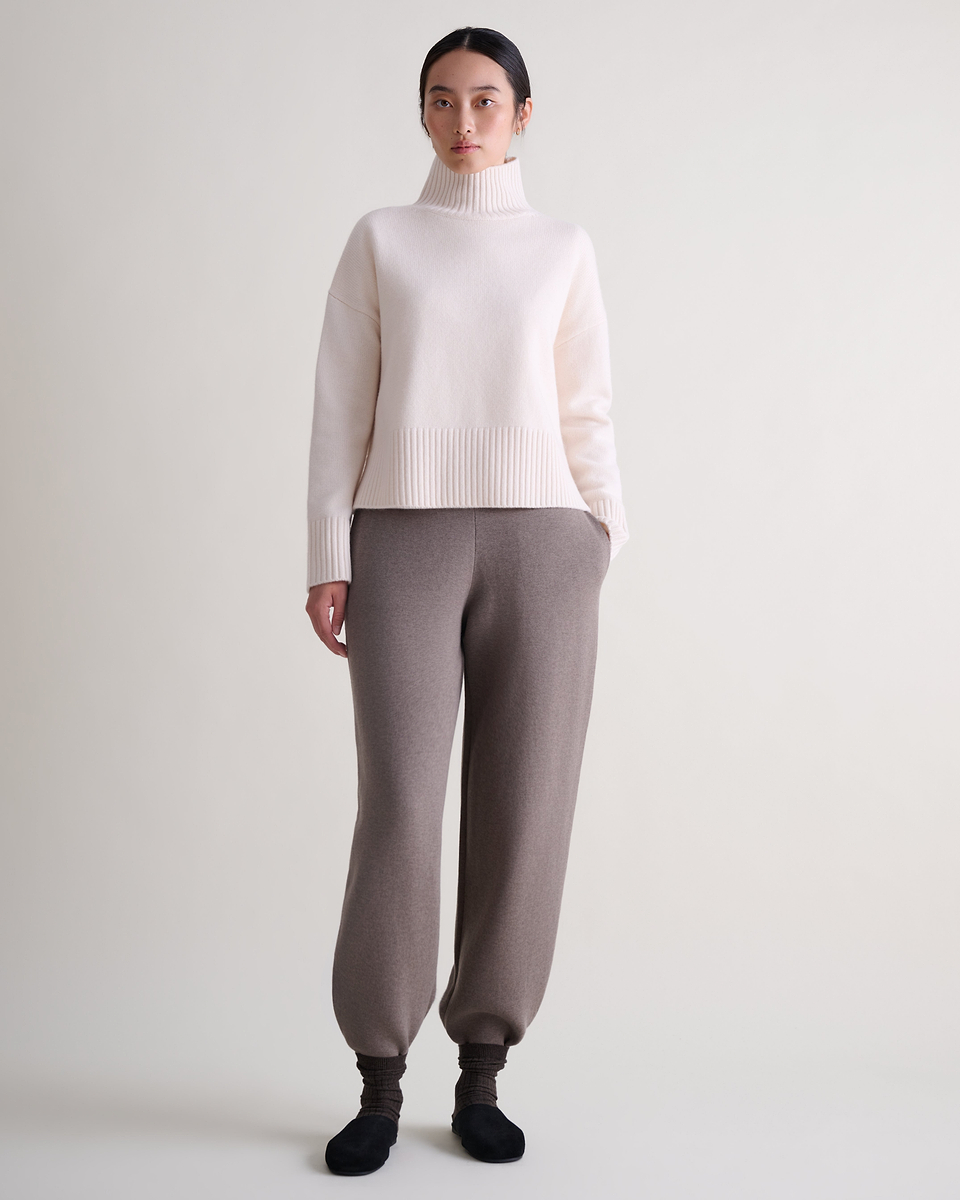 Women's Wool High Neck Jumper - Buttermilk