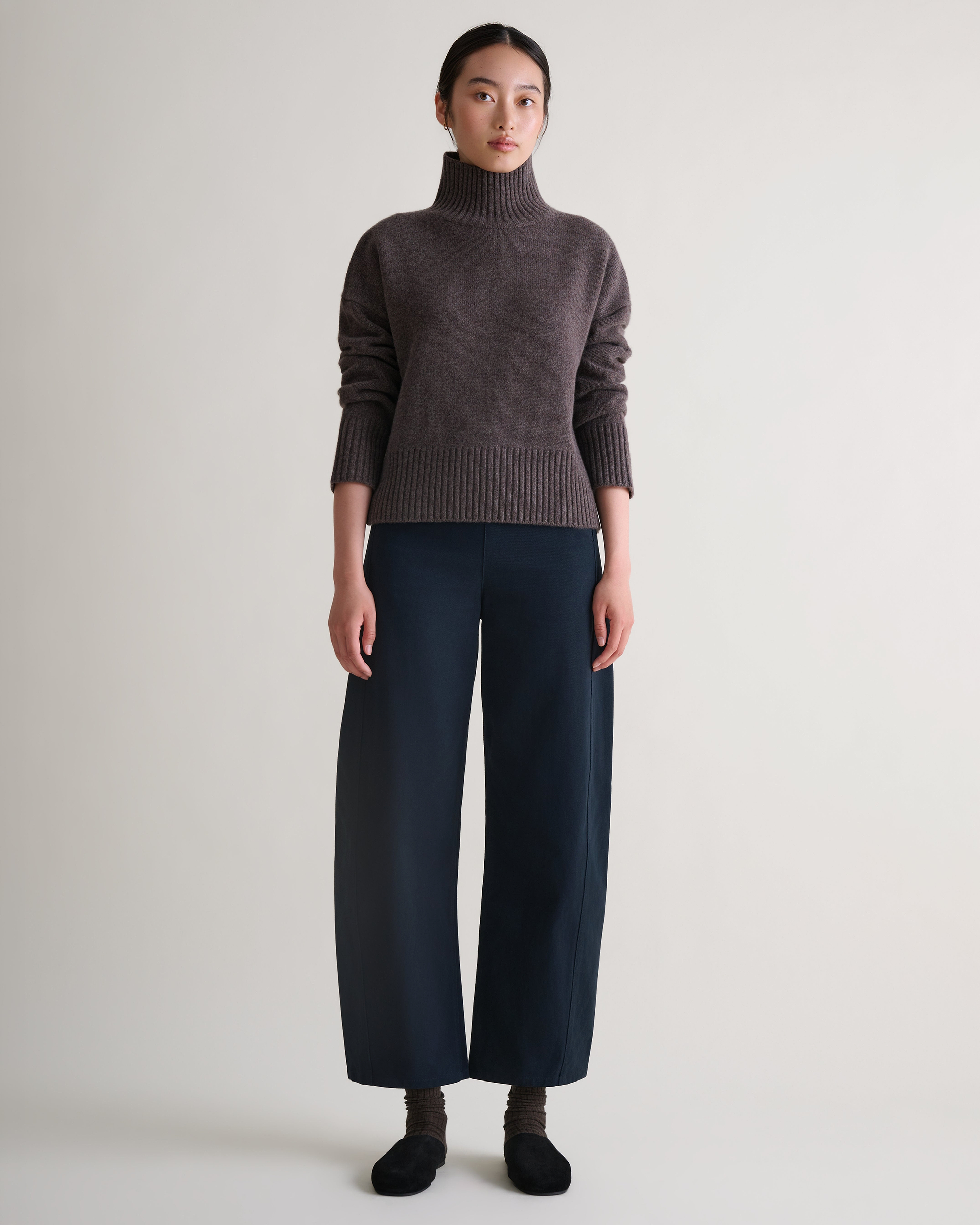 Women's Wool High Neck Jumper - Chocolate