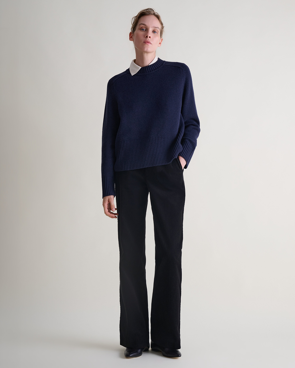 Women's Cashmere Merino Saddle Sleeve Jumper - Mood Indigo