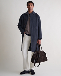 Men's Cashmere Wool Double Faced Car Coat - Charcoal