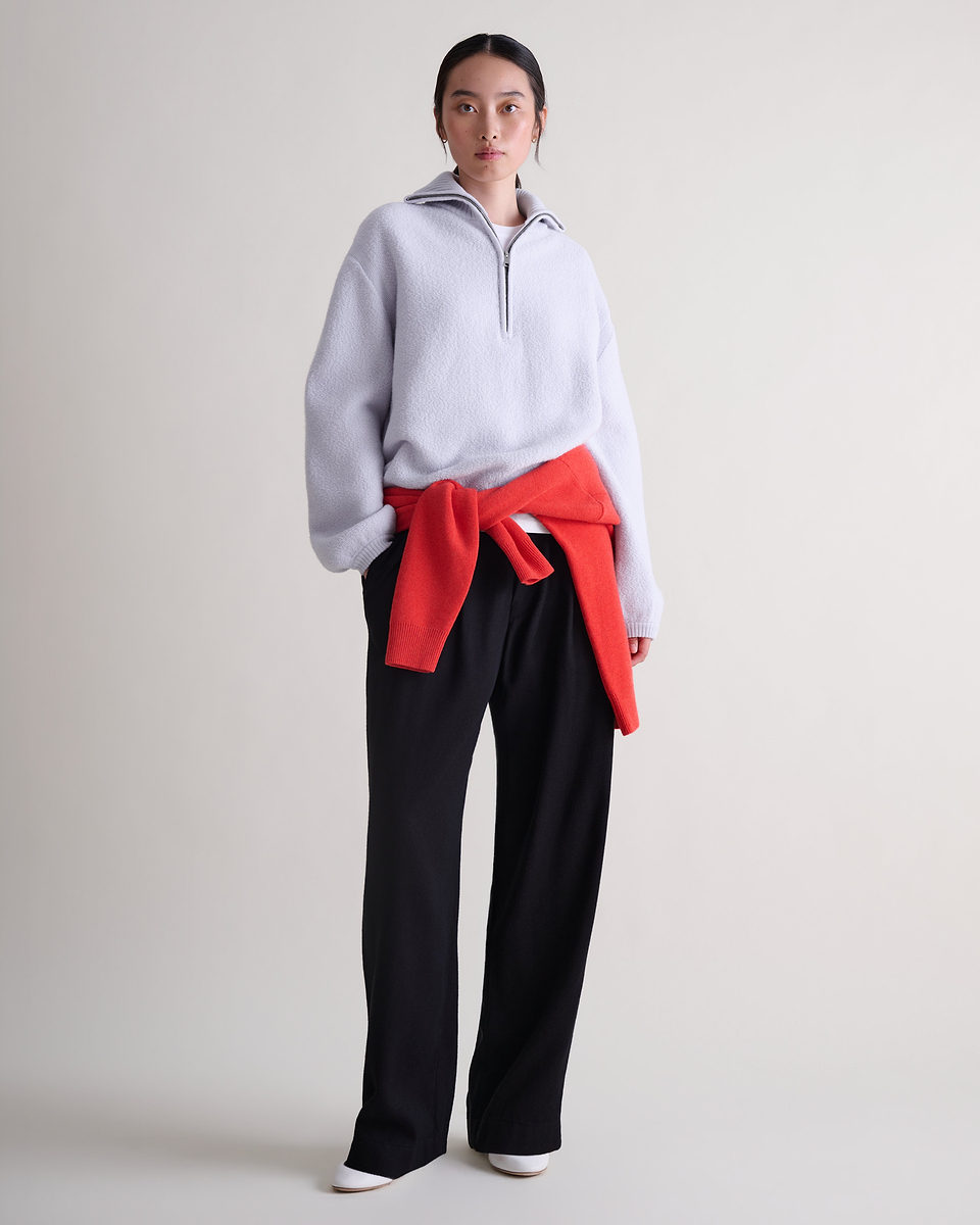 Women's Merino Wool Loop Knit Funnel Neck Jumper - Ice Blue