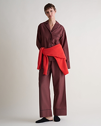 Women's Silk Cotton Pyjama Set - Umber/Black