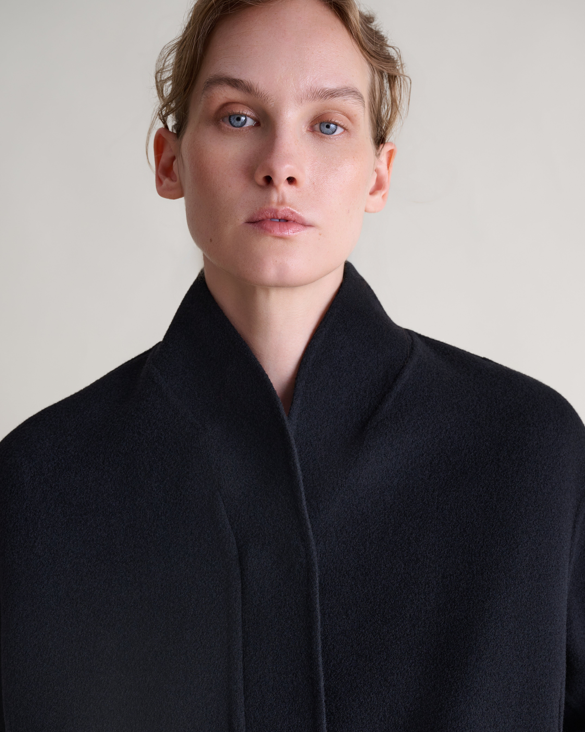 Women's Cashmere Wool Double Faced Bomber Jacket - Black