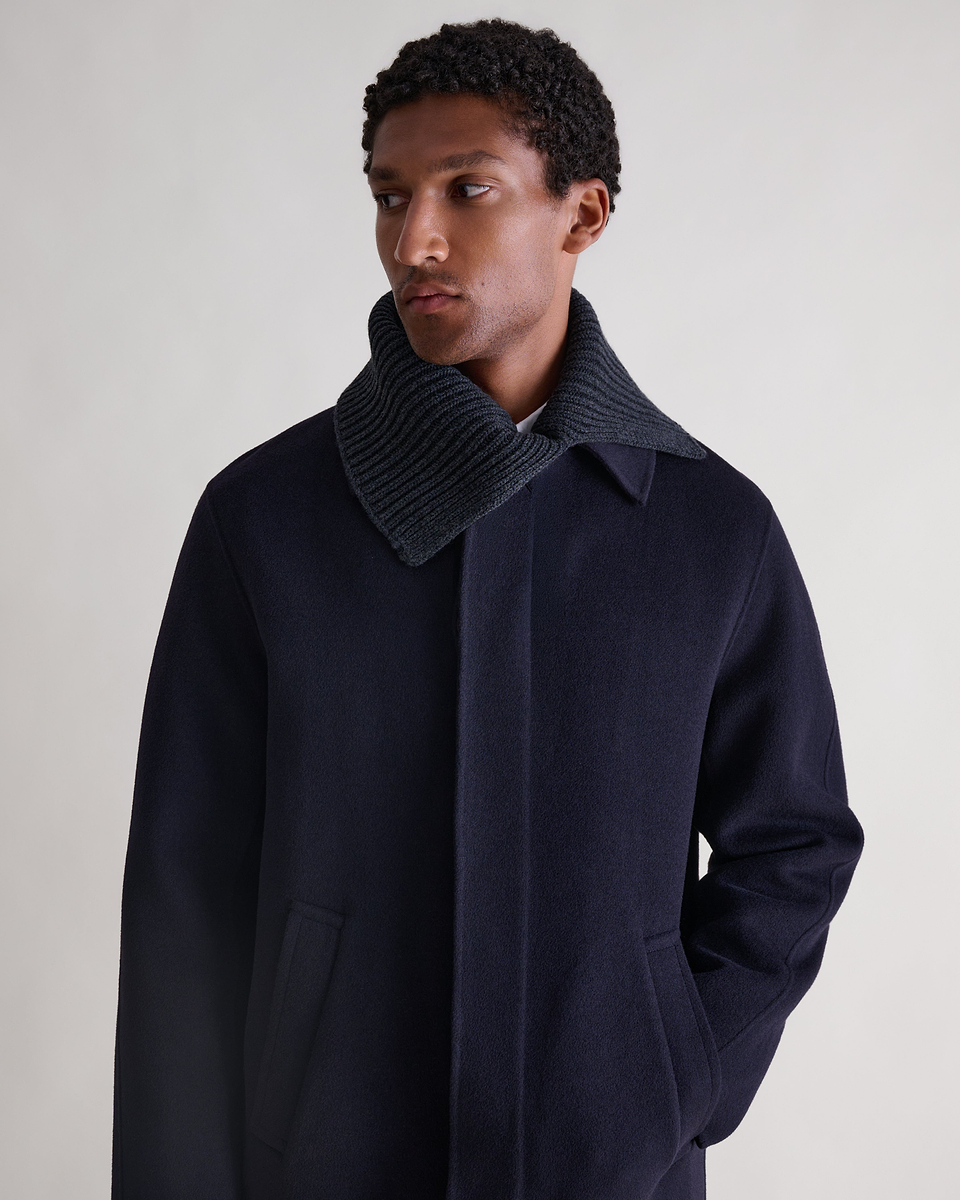 Men's Cashmere Merino Ribbed Collar - Charcoal