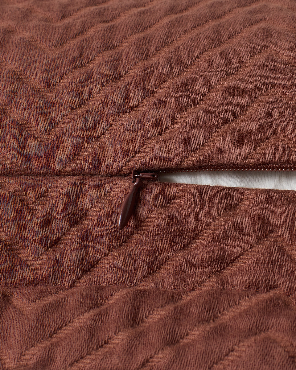Image 2 of 2 showing Organic Cotton Herringbone Cushion Cover - Cinnamon