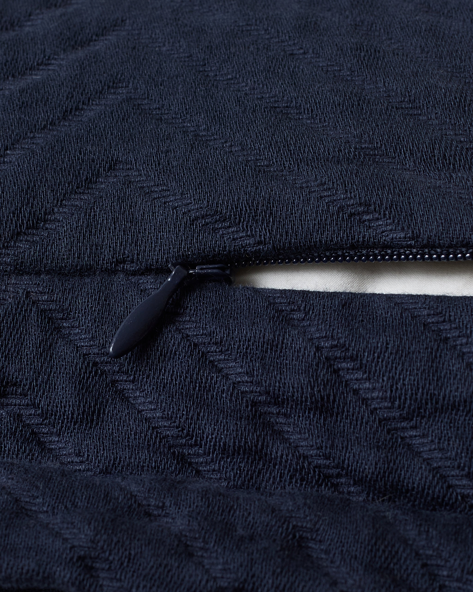 Image 2 of 2 showing Organic Cotton Herringbone Cushion Cover - Indigo