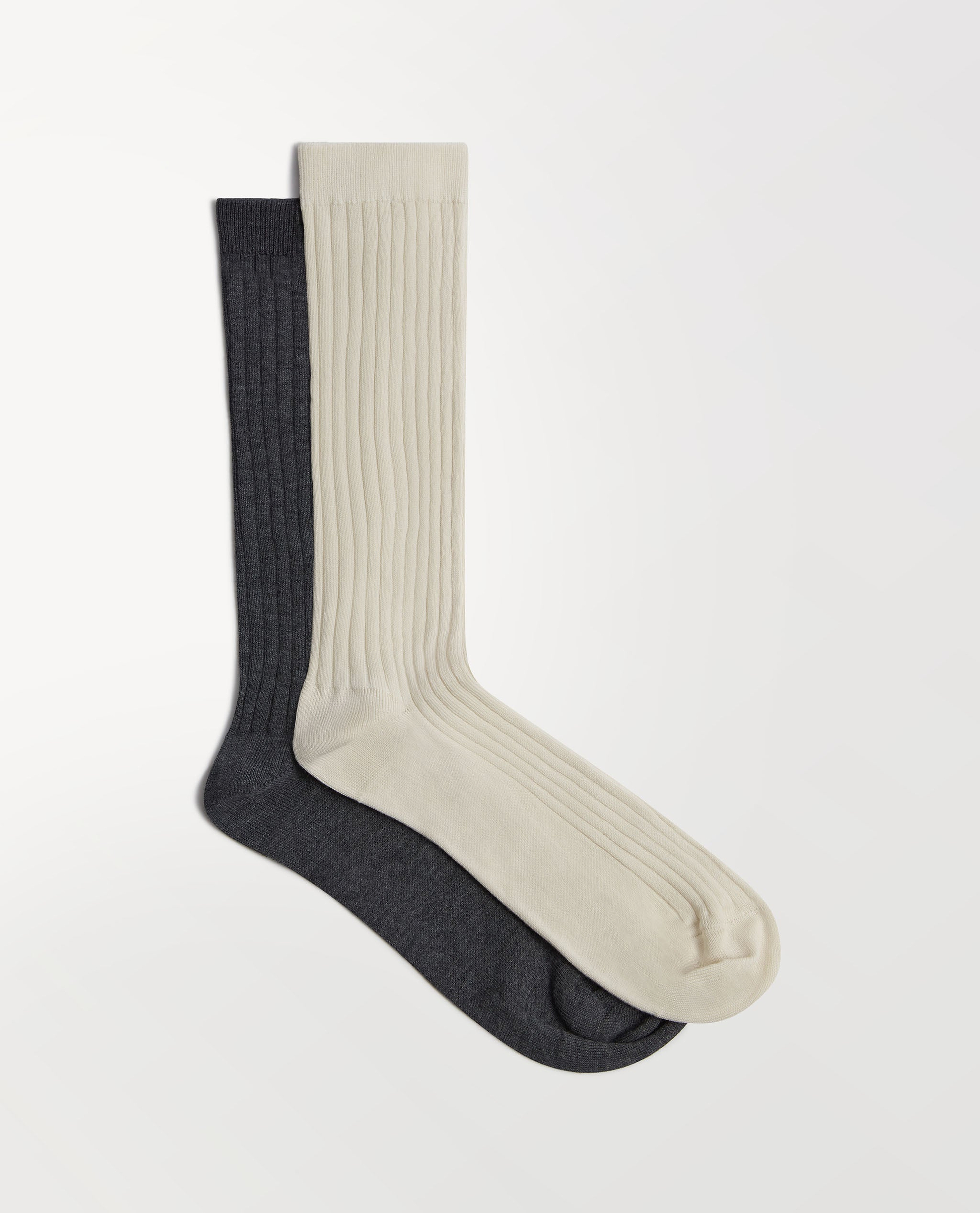 Women's Cotton Ribbed Socks (Pack of 2) - Buttermilk/Graphite