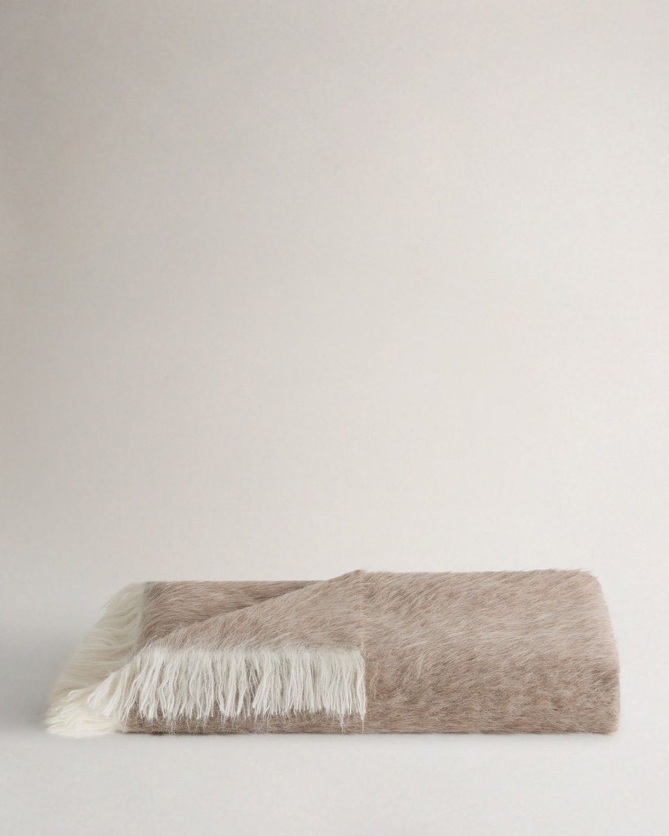 Image 2 of 4 showing Peruvian Alpaca Brushed Throw - Ecru Mole