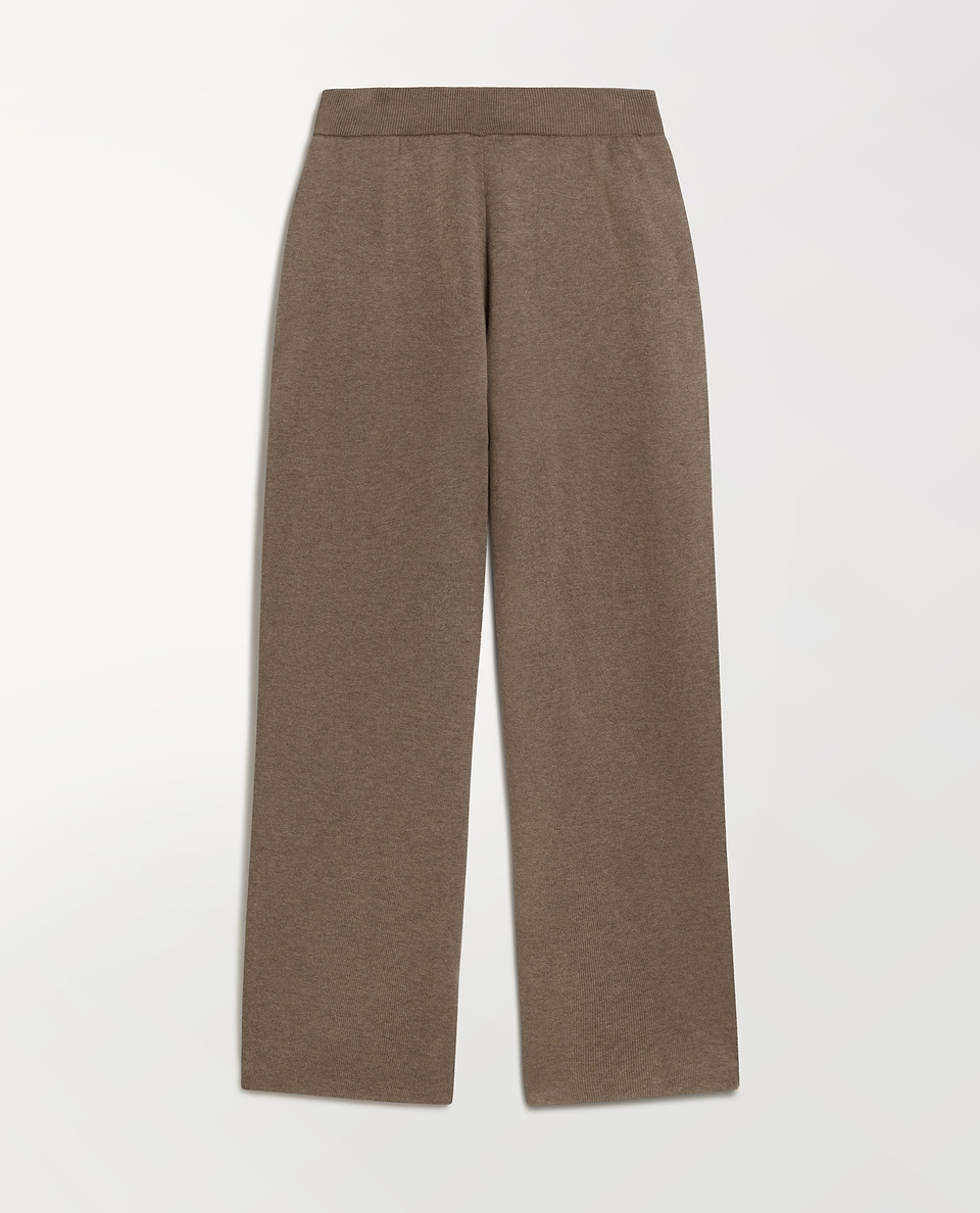 Women's Merino Cotton Tapered Knit Trouser - Mole/Walnut