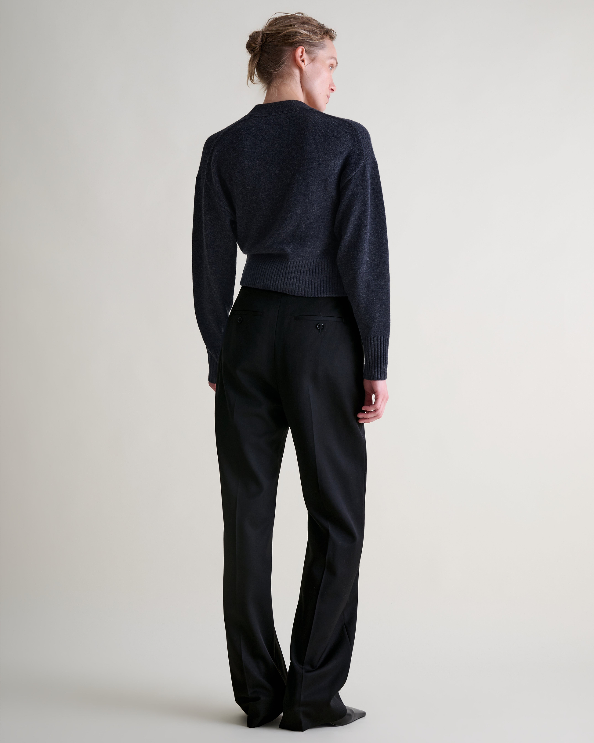Women's Cashmere Merino Wrap Jumper - Charcoal