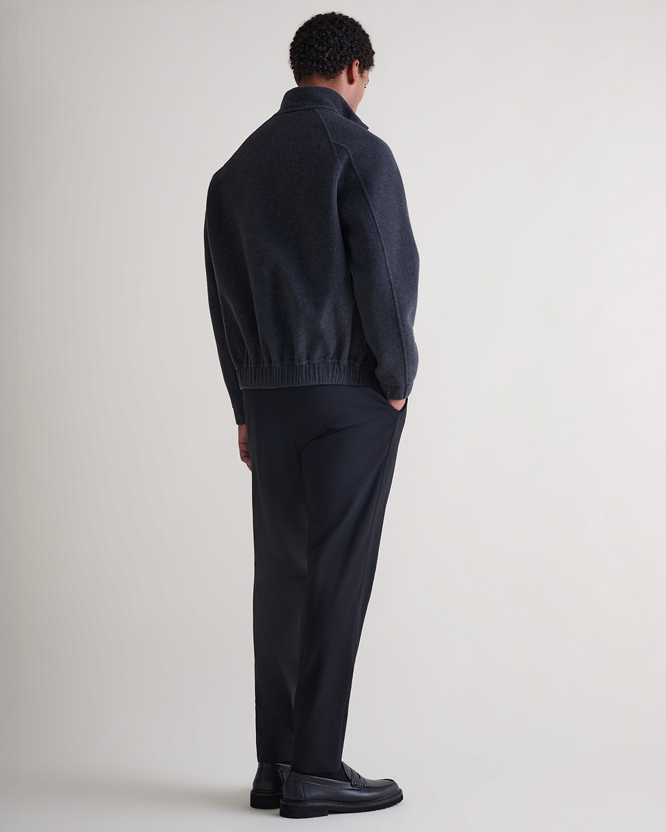 Men's Cashmere Wool Double Faced Bomber Jacket - Charcoal