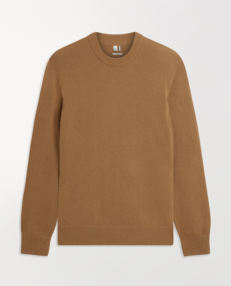 Men's Finest Cashmere Mid-Weight Crew Neck Jumper - Deep Camel