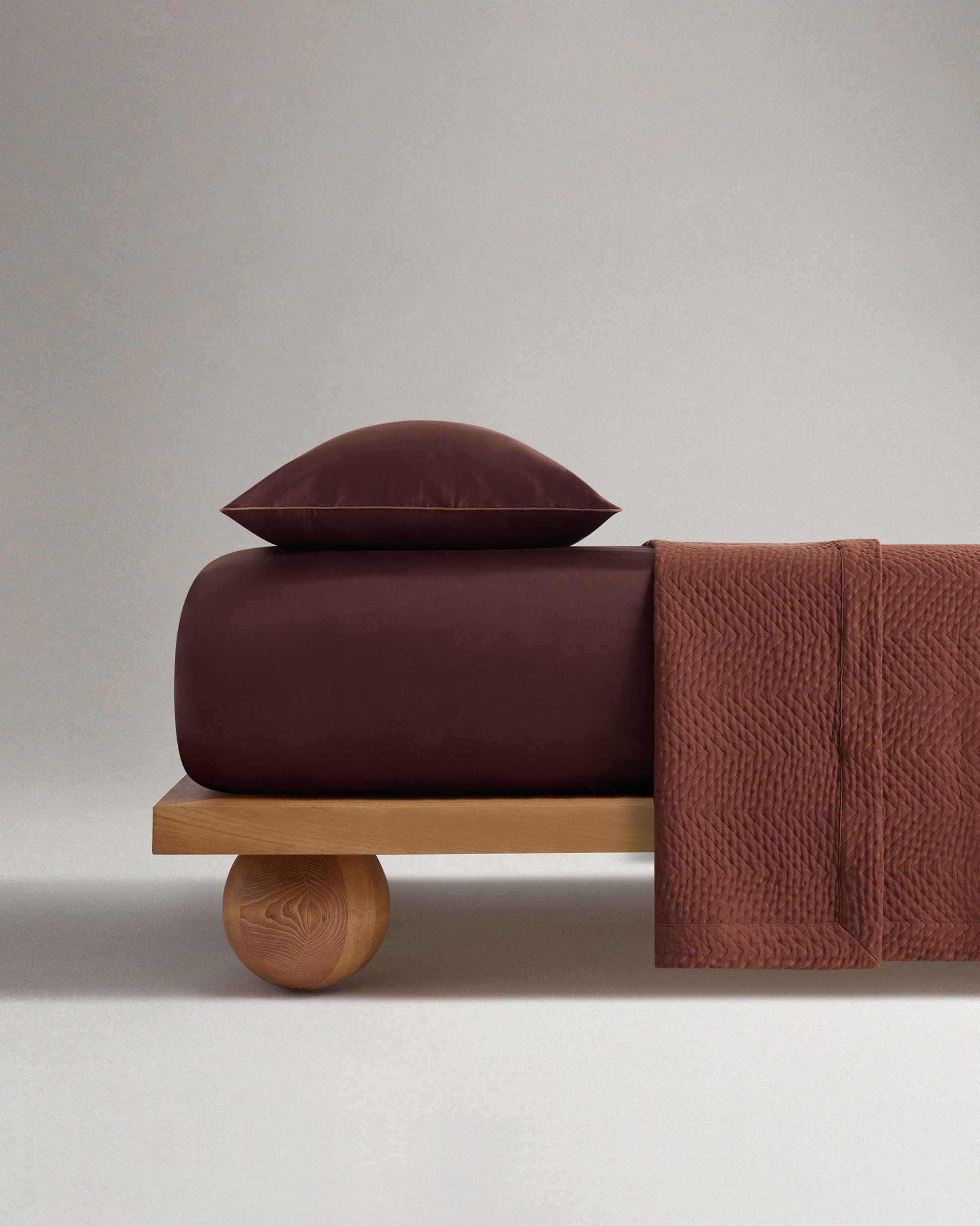 Image 2 of 5 showing Organic Cotton Herringbone Bedspread - Cinnamon