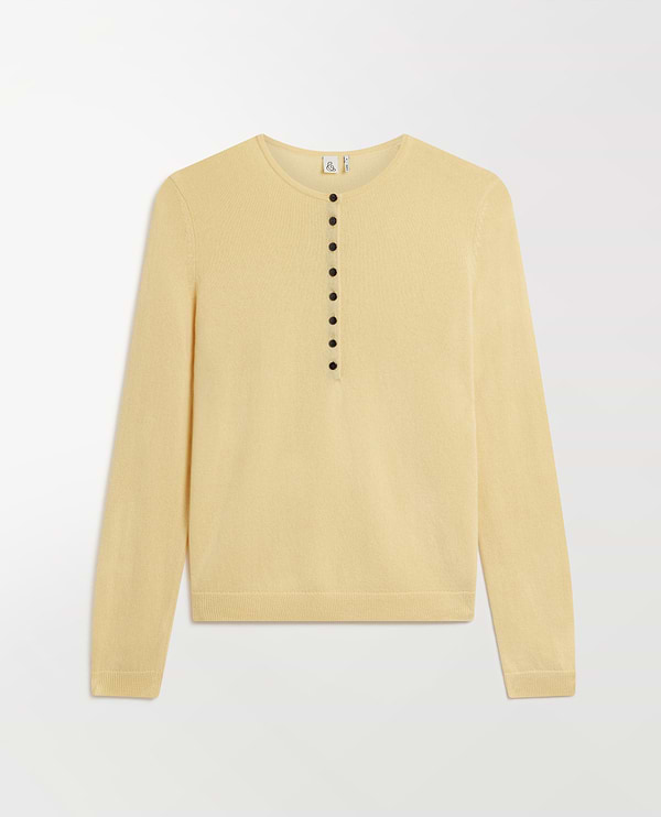 Women's Cashmere Merino Henley Jumper - Citrine