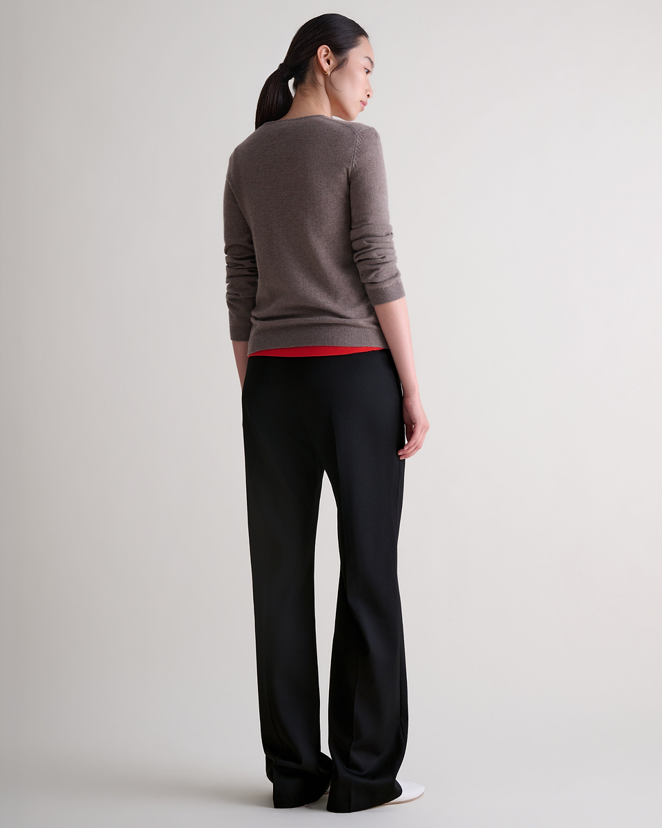 Women's Cashmere Merino Henley Jumper - Mole