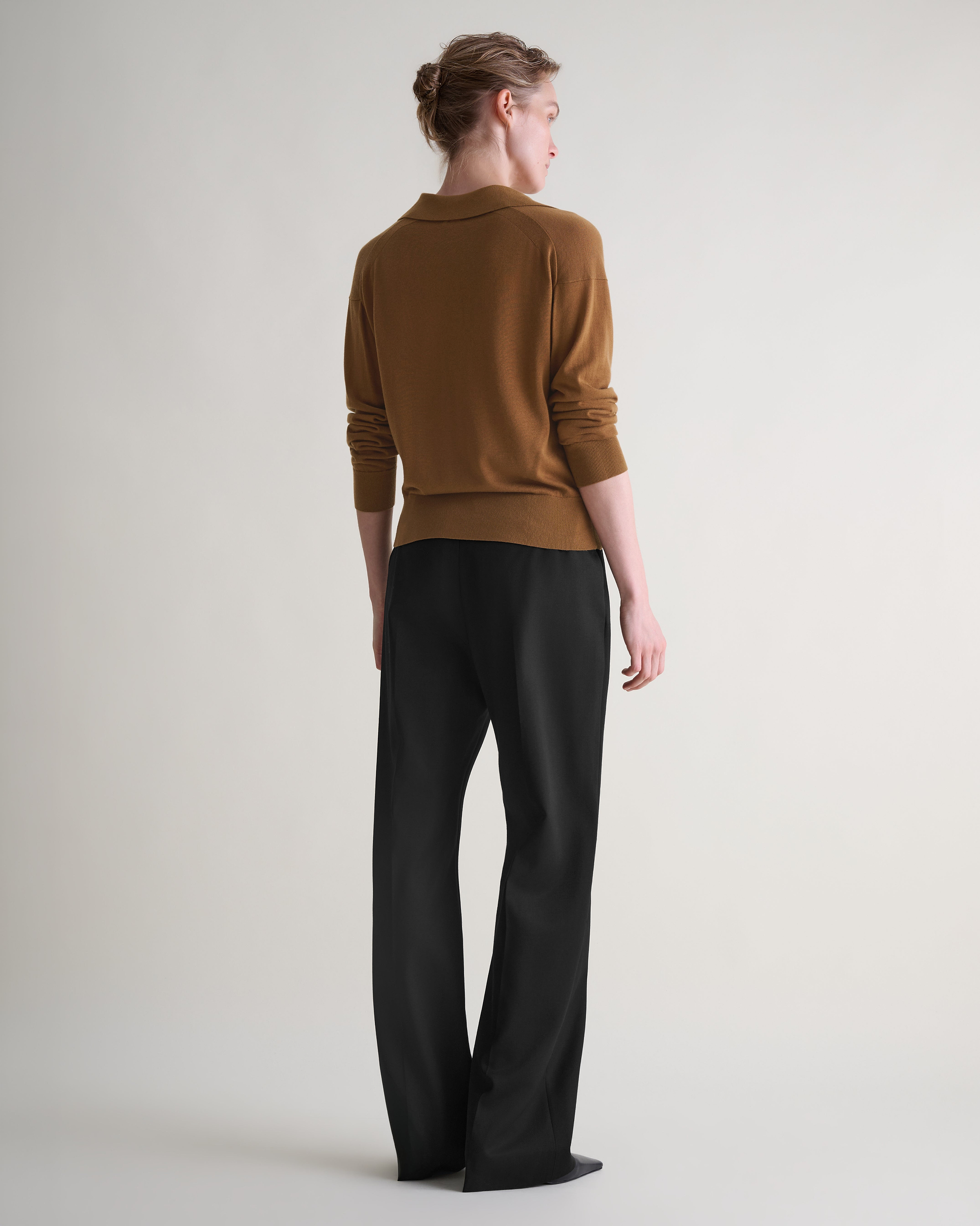Women's TENCEL™ Cashmere Open Collar Polo - Deep Camel