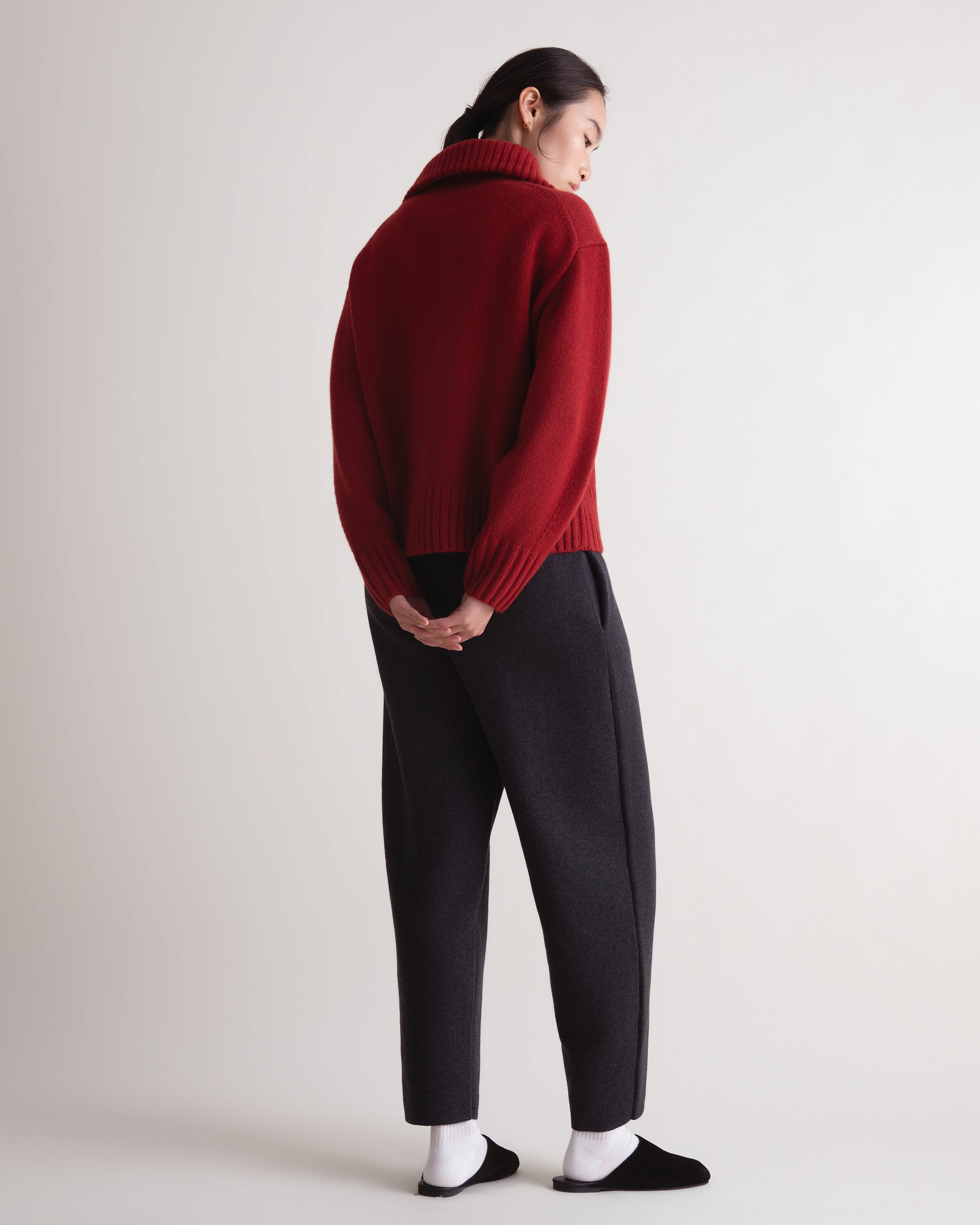 Women's Wool 1/4 Zip Jumper - Russet