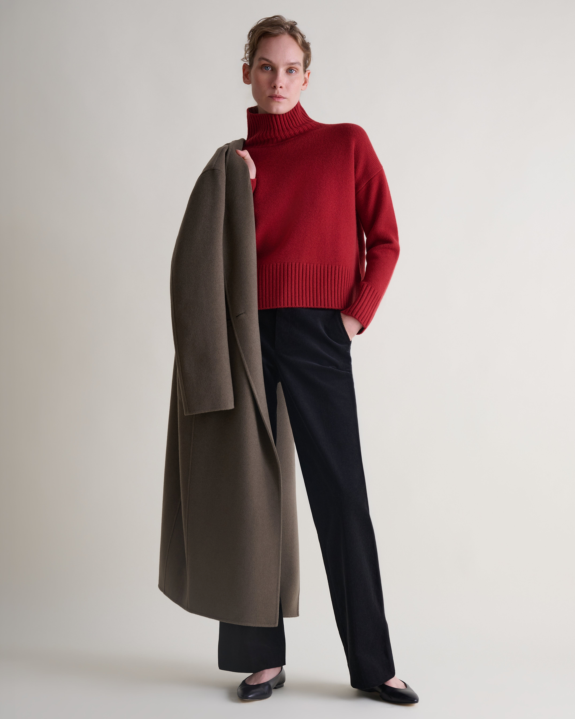 Women's Wool High Neck Jumper - Russet
