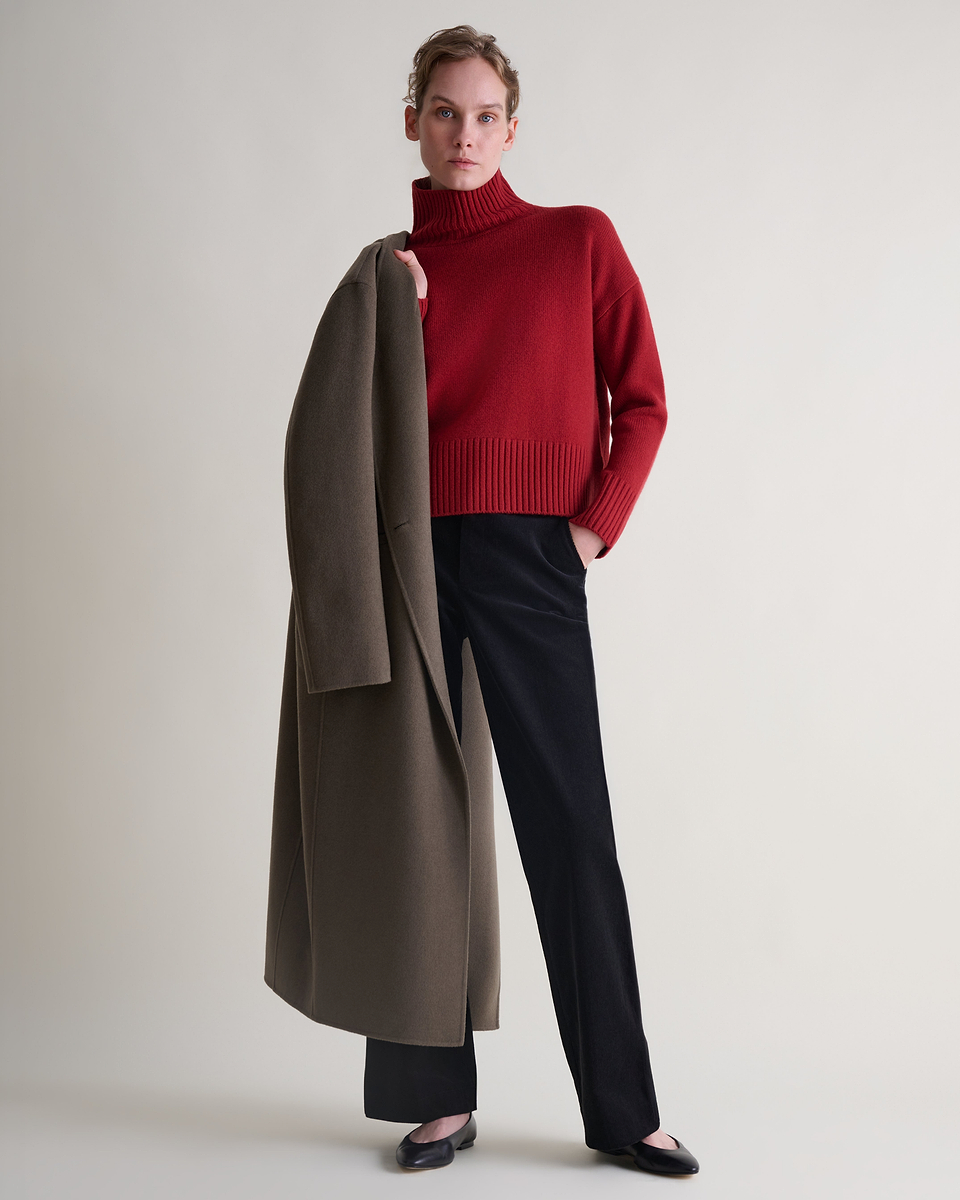 Women's Wool High Neck Jumper - Russet