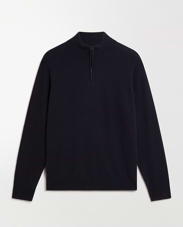 Men's Finest Cashmere 1/4 Zip Jumper - Mood Indigo