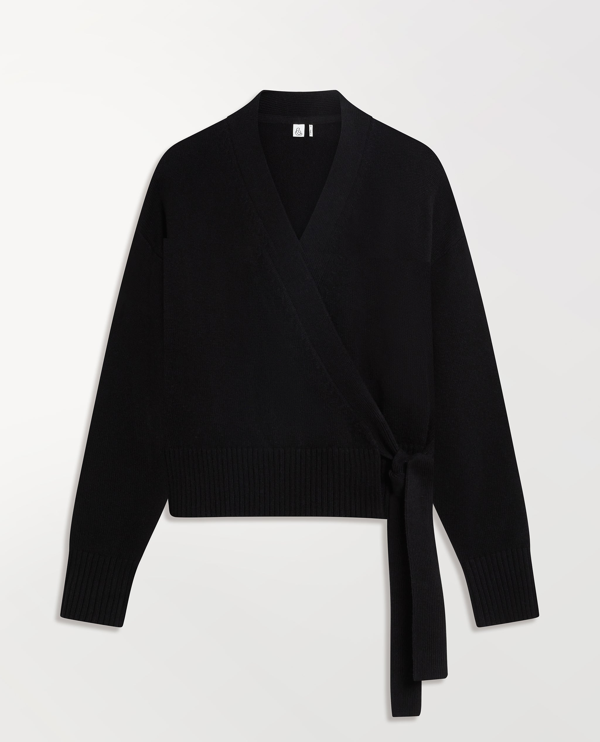 Women's Cashmere Merino Wrap Jumper - Black